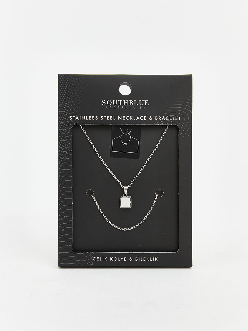Gri Erkek Zincir Kolye ve Bileklik Seti-1