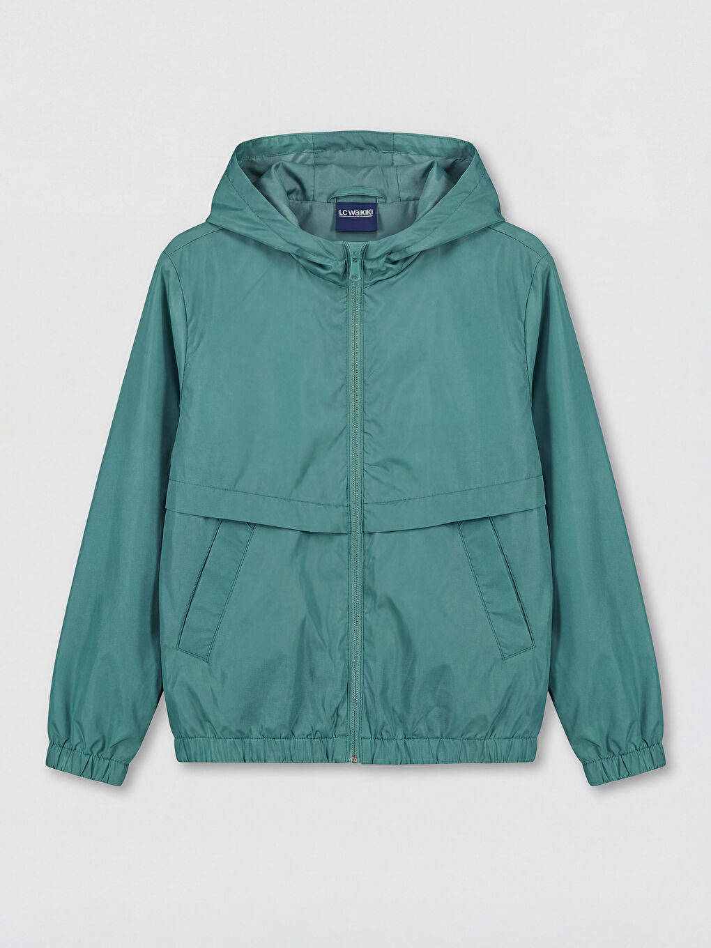 Yeşil Su İtici Kapüşonlu Erkek Çocuk Yağmurluk