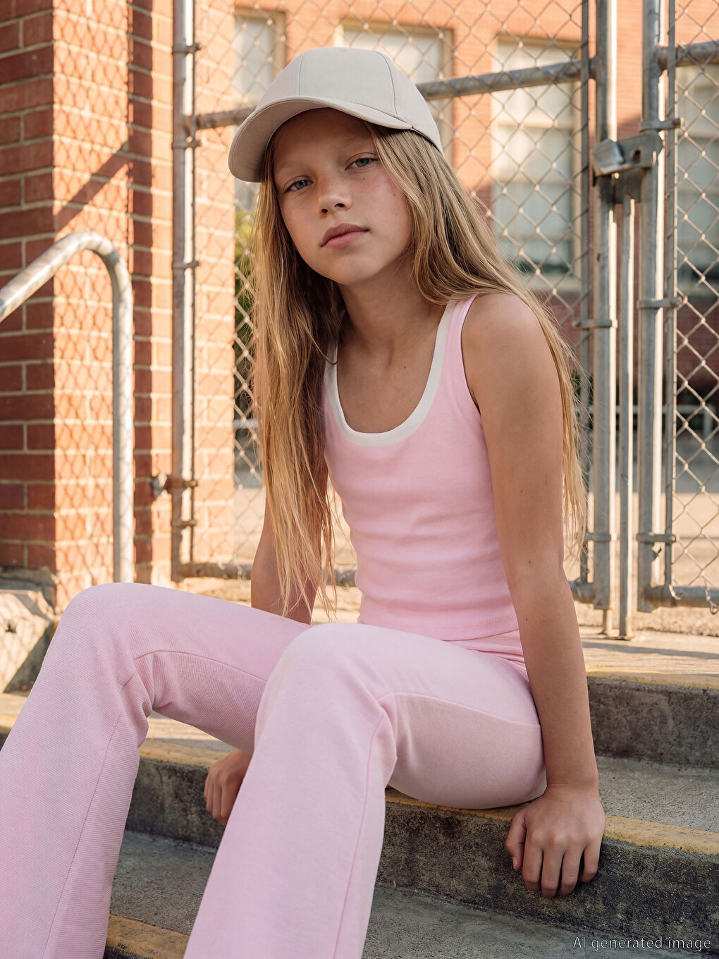 Pembe U Yaka Kız Çocuk Soft Touch Atlet