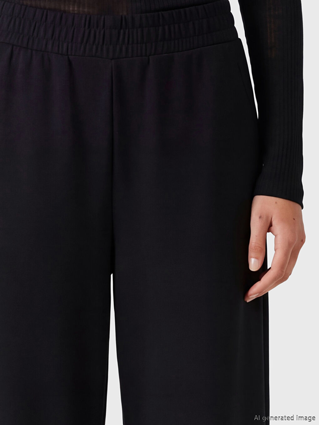 Siyah Beli Lastikli Kadın Eşofman Altı-2