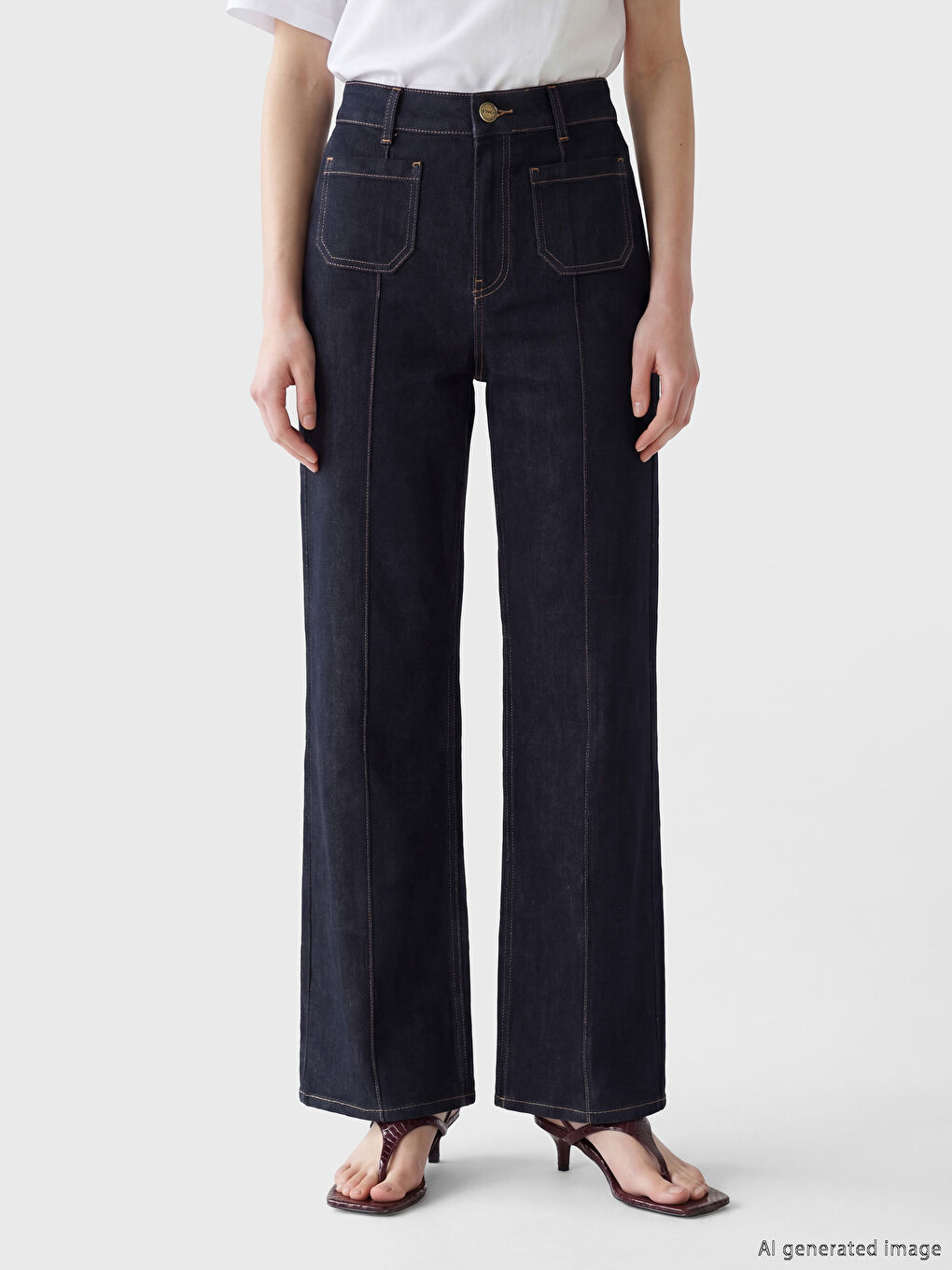 Lacivert Straight Fit Kadın Jean Pantolon-2