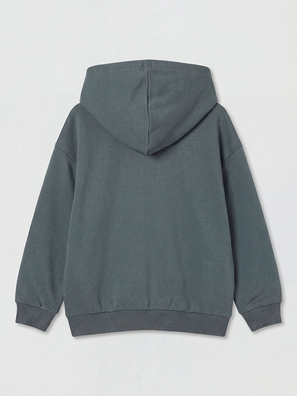 Gri Kapüşonlu Erkek Çocuk Fermuarlı Sweatshirt-1