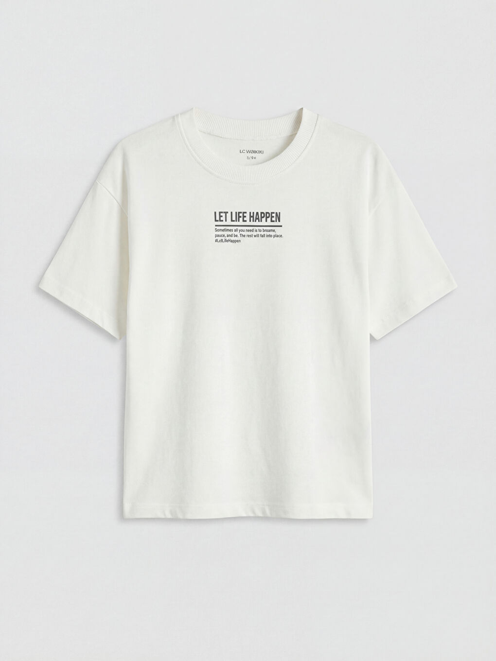 Ekru Bisiklet Yaka Baskılı Erkek Çocuk Tişört