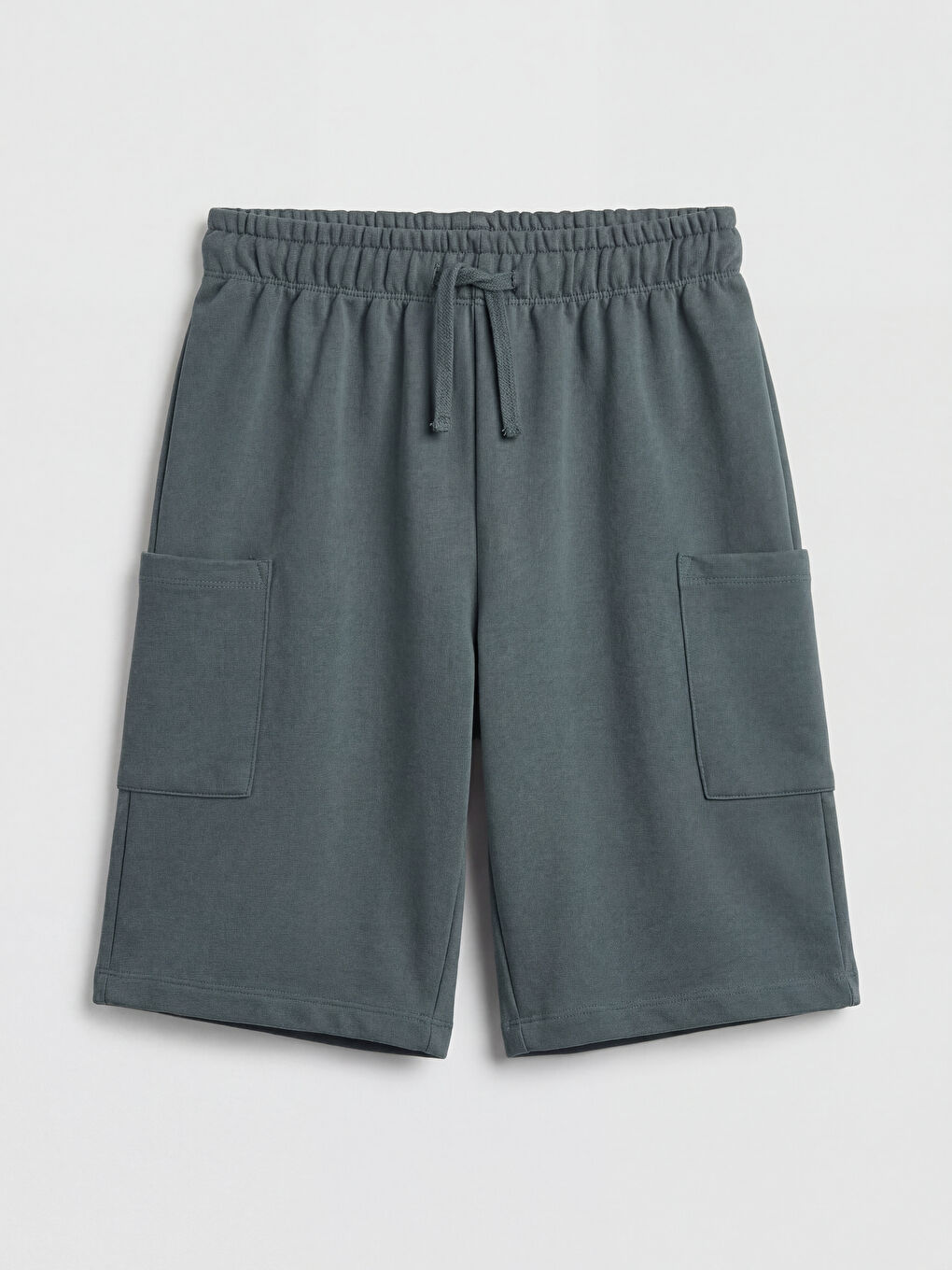 Gri Beli Lastikli Erkek Çocuk Kargo Cepli Şort