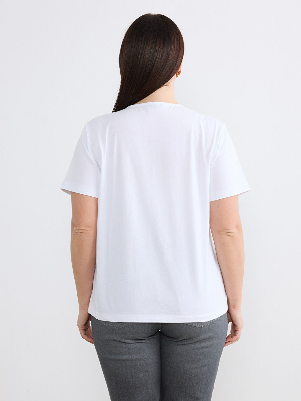 Beyaz Büyük Beden Kayık Yaka Dokulu Bluz-3