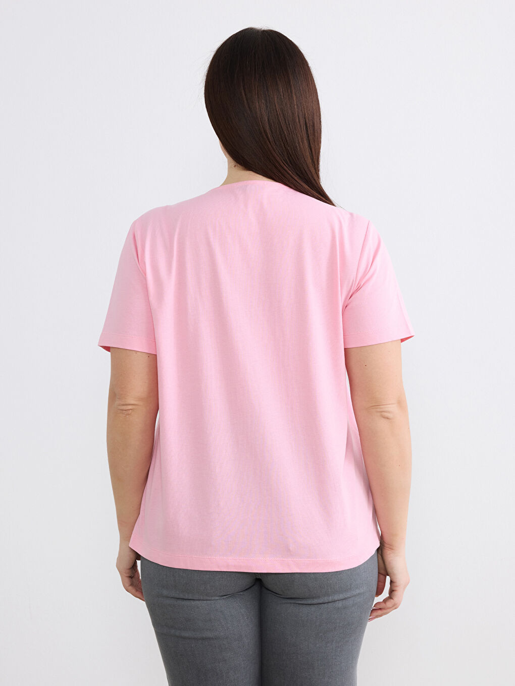 Pembe Büyük Beden Kayık Yaka Dokulu Bluz-3