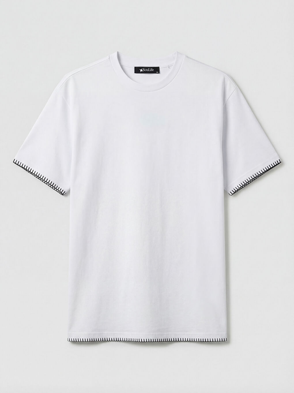 Beyaz Bisiklet Yaka Kadın Tişört