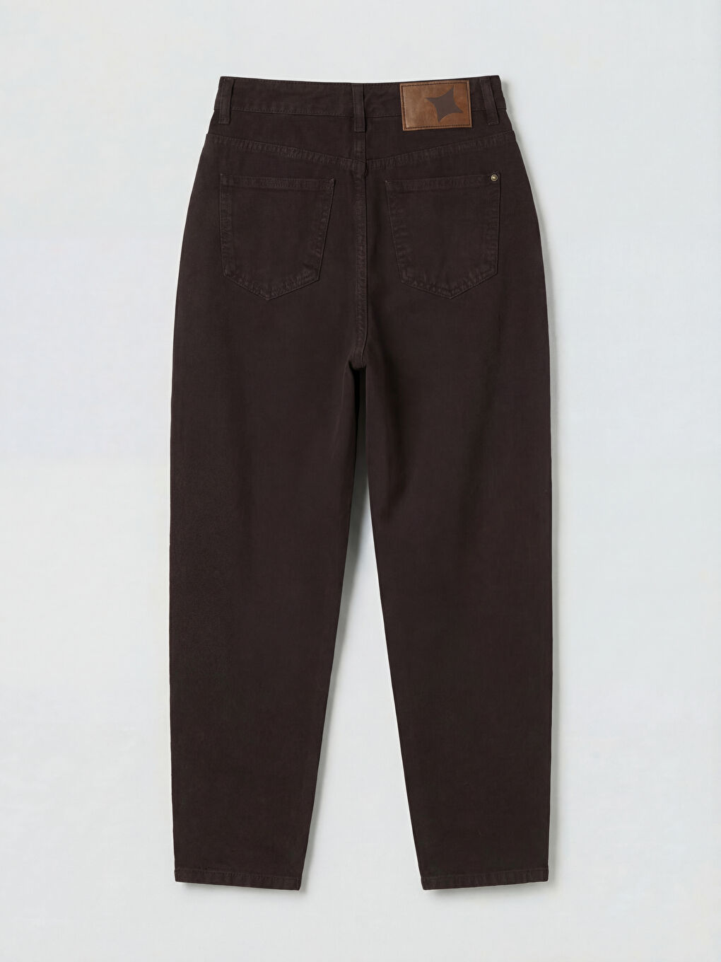 Kahverengi Mom Fit Kadın Jean Pantolon-1