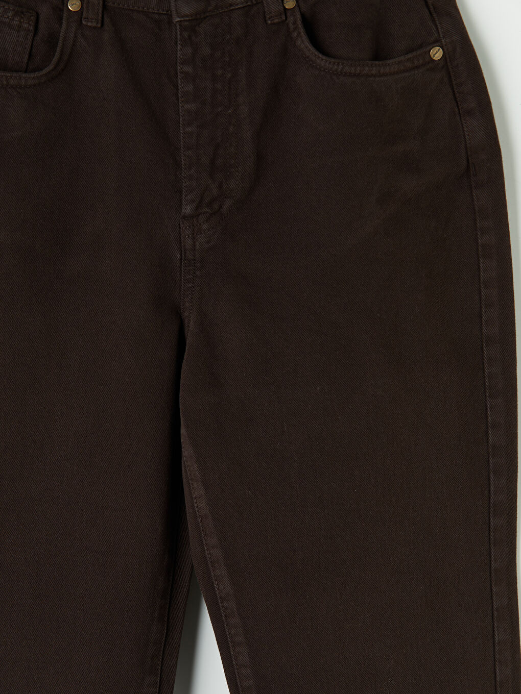 Kahverengi Mom Fit Kadın Jean Pantolon-2