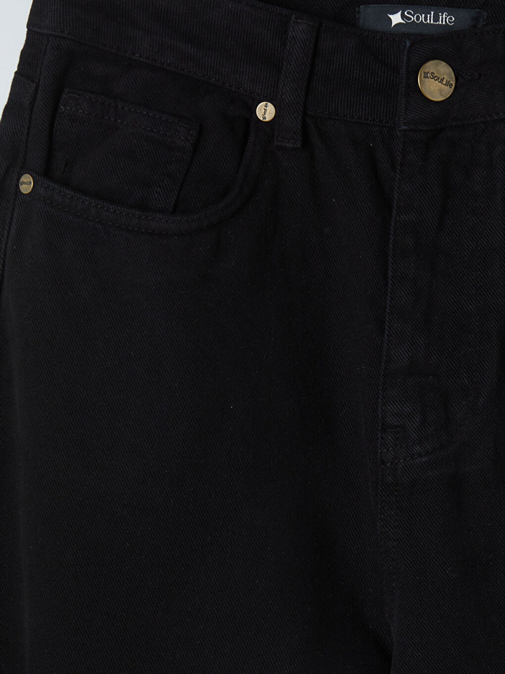 Siyah Wideleg Kadın Jean Pantolon-2