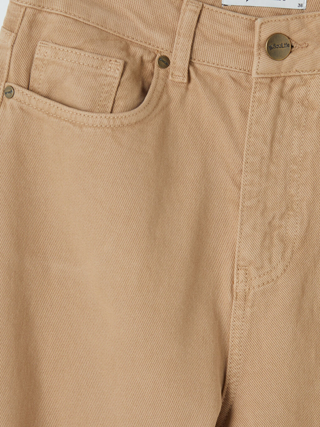 Bej Wideleg Kadın Jean Pantolon-2