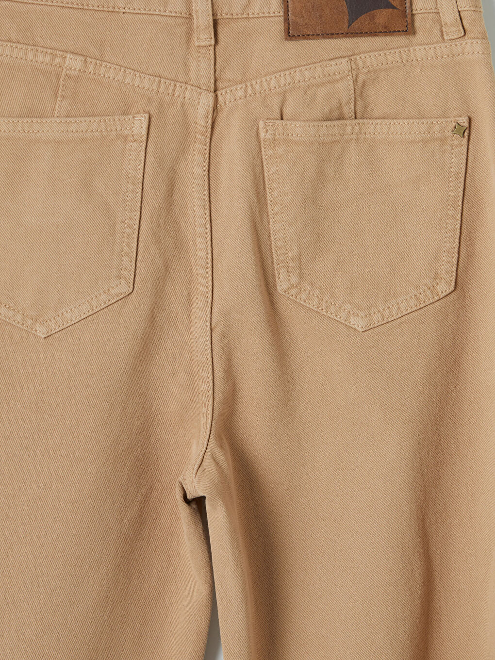 Bej Wideleg Kadın Jean Pantolon-3