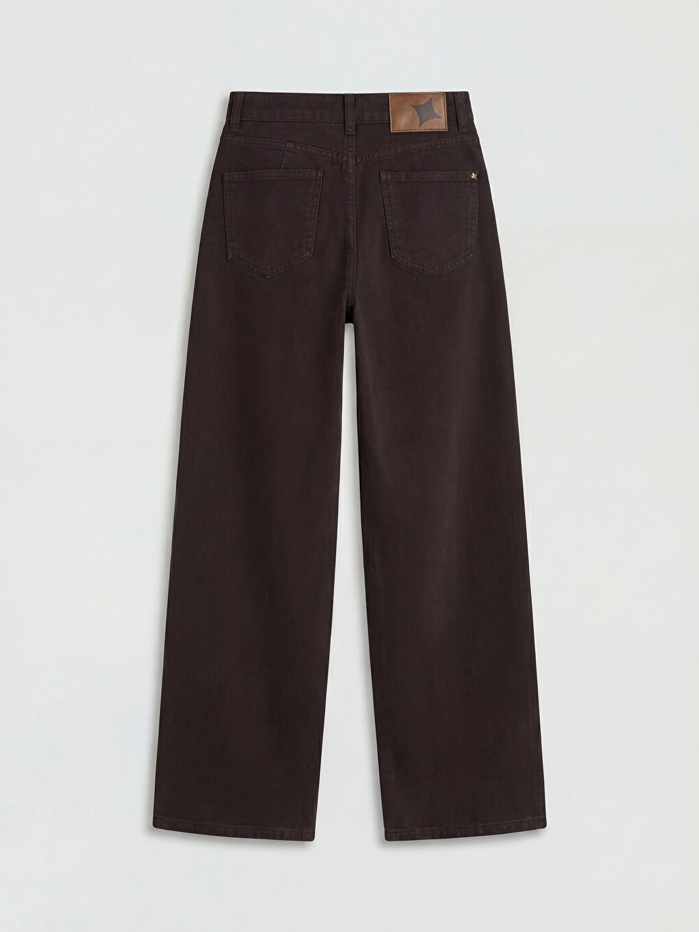 Kahverengi Wideleg Kadın Jean Pantolon-1