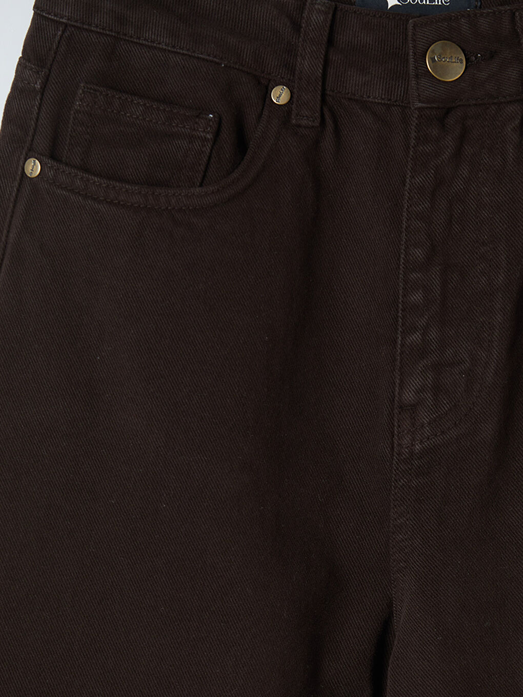 Kahverengi Wideleg Kadın Jean Pantolon-2