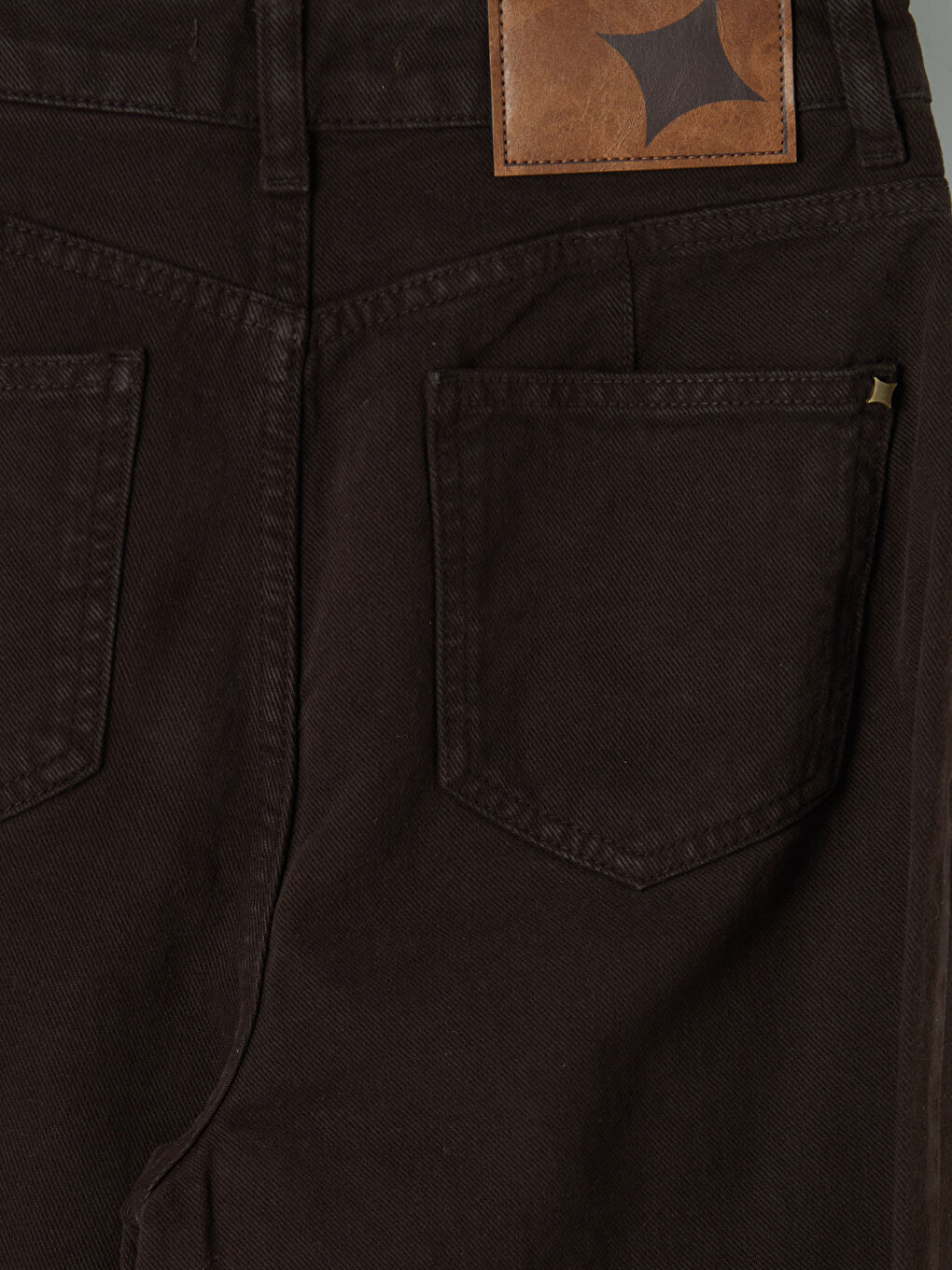 Kahverengi Wideleg Kadın Jean Pantolon-3