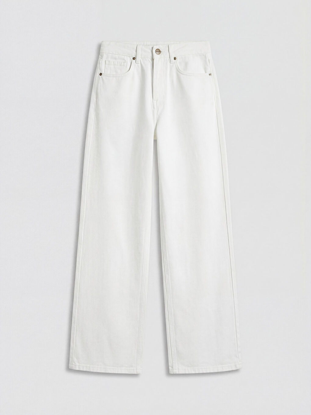 Beyaz Wideleg Kadın Jean Pantolon