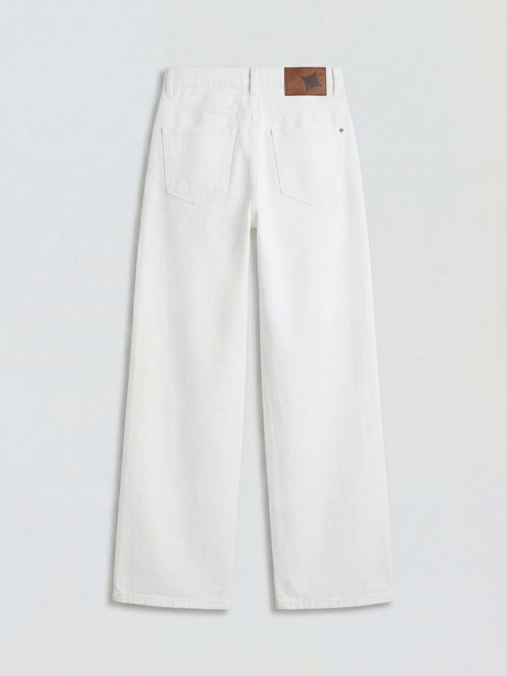 Beyaz Wideleg Kadın Jean Pantolon-1