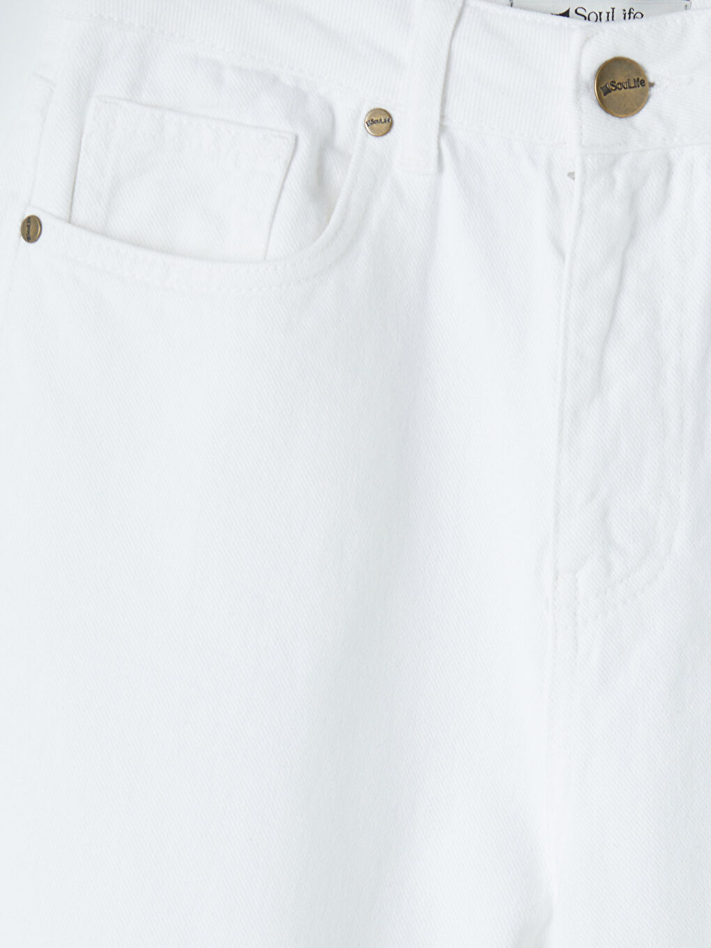 Beyaz Wideleg Kadın Jean Pantolon-2