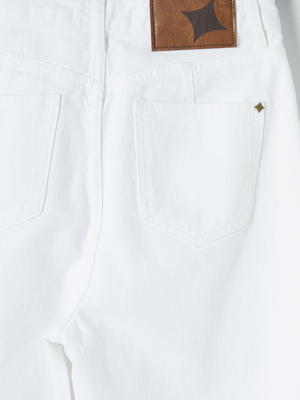 Beyaz Wideleg Kadın Jean Pantolon-3