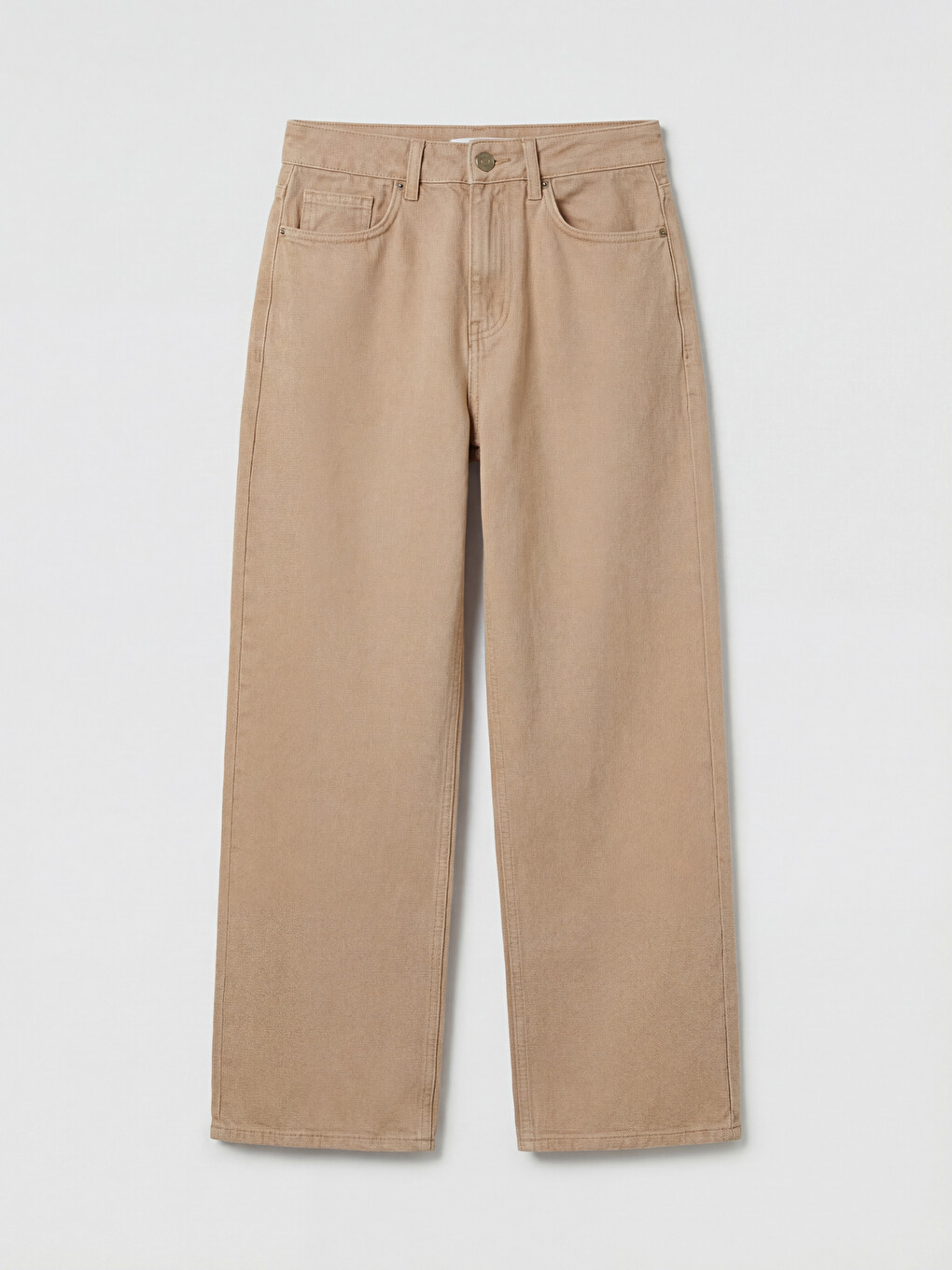 Bej Wideleg Kadın Jean Pantolon-5