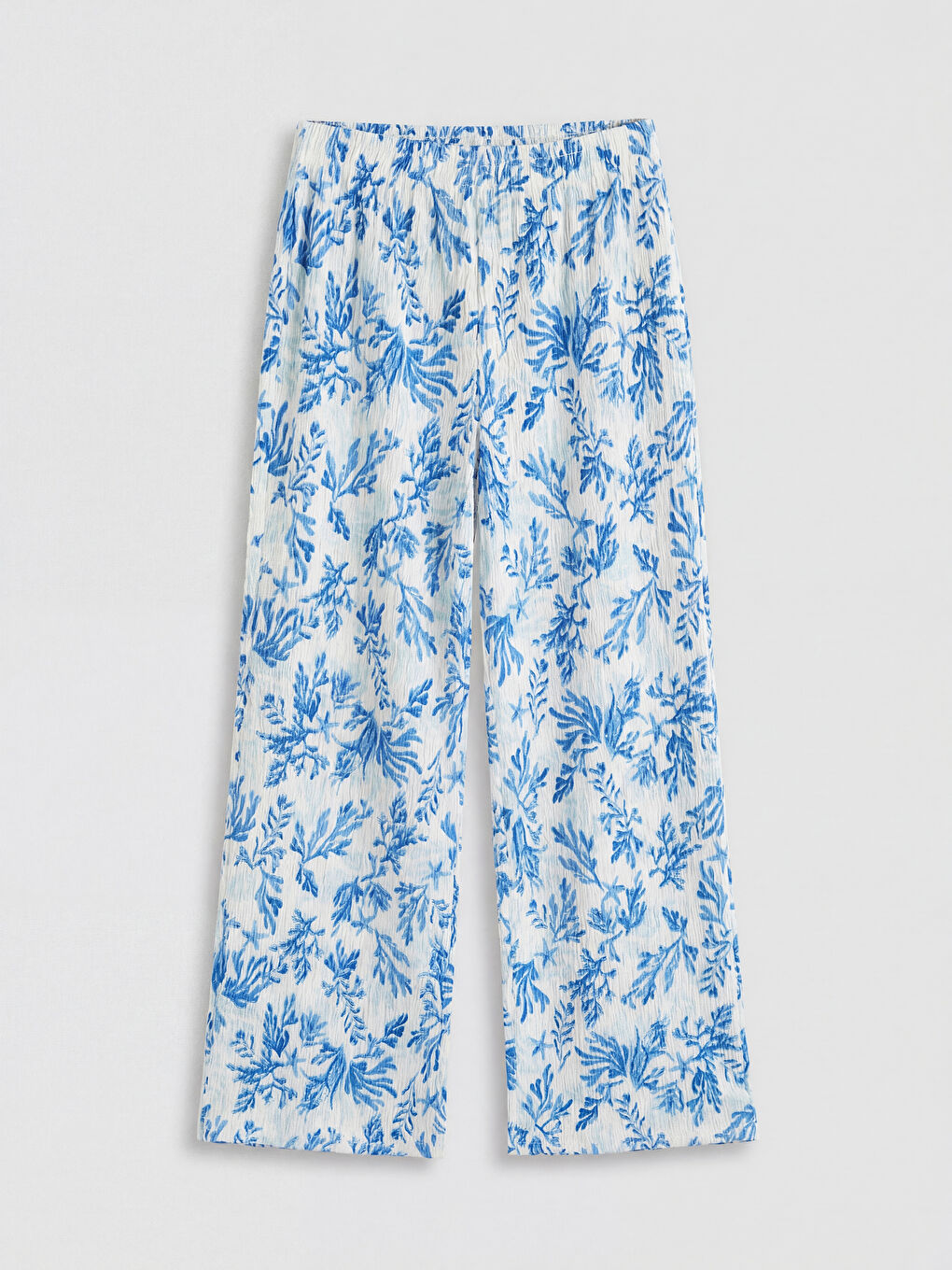 Mavi Kız Çocuk Desenli Geniş Paça Pantolon