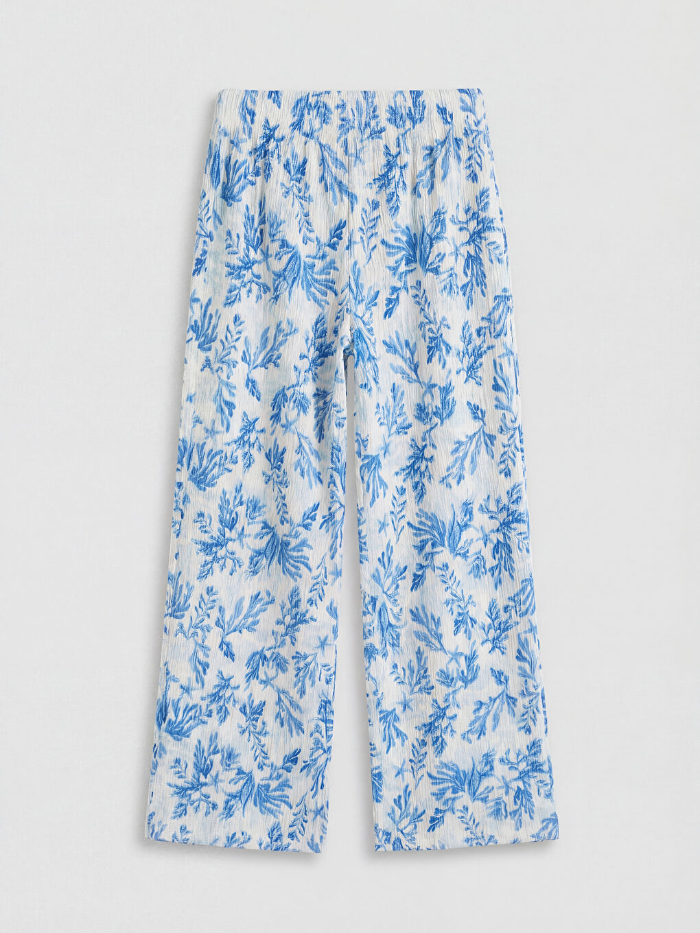 Mavi Kız Çocuk Desenli Geniş Paça Pantolon-1