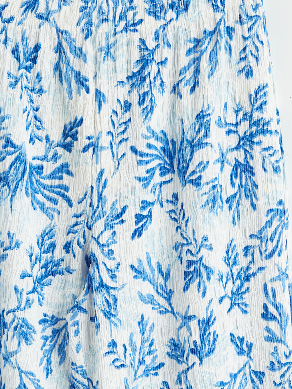 Mavi Kız Çocuk Desenli Geniş Paça Pantolon-2