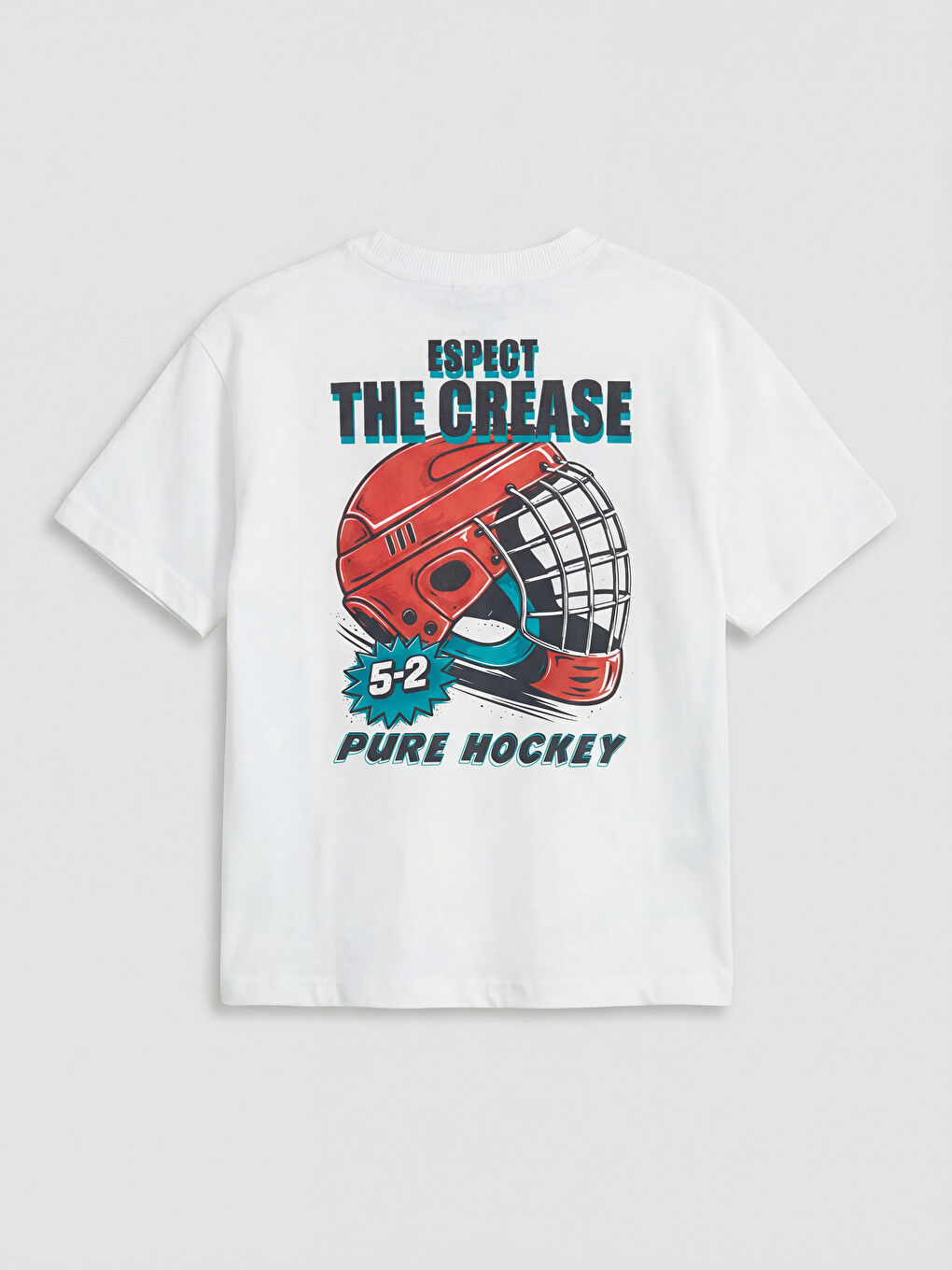 Beyaz Bisiklet Yaka Baskılı Erkek Çocuk Tişört-2