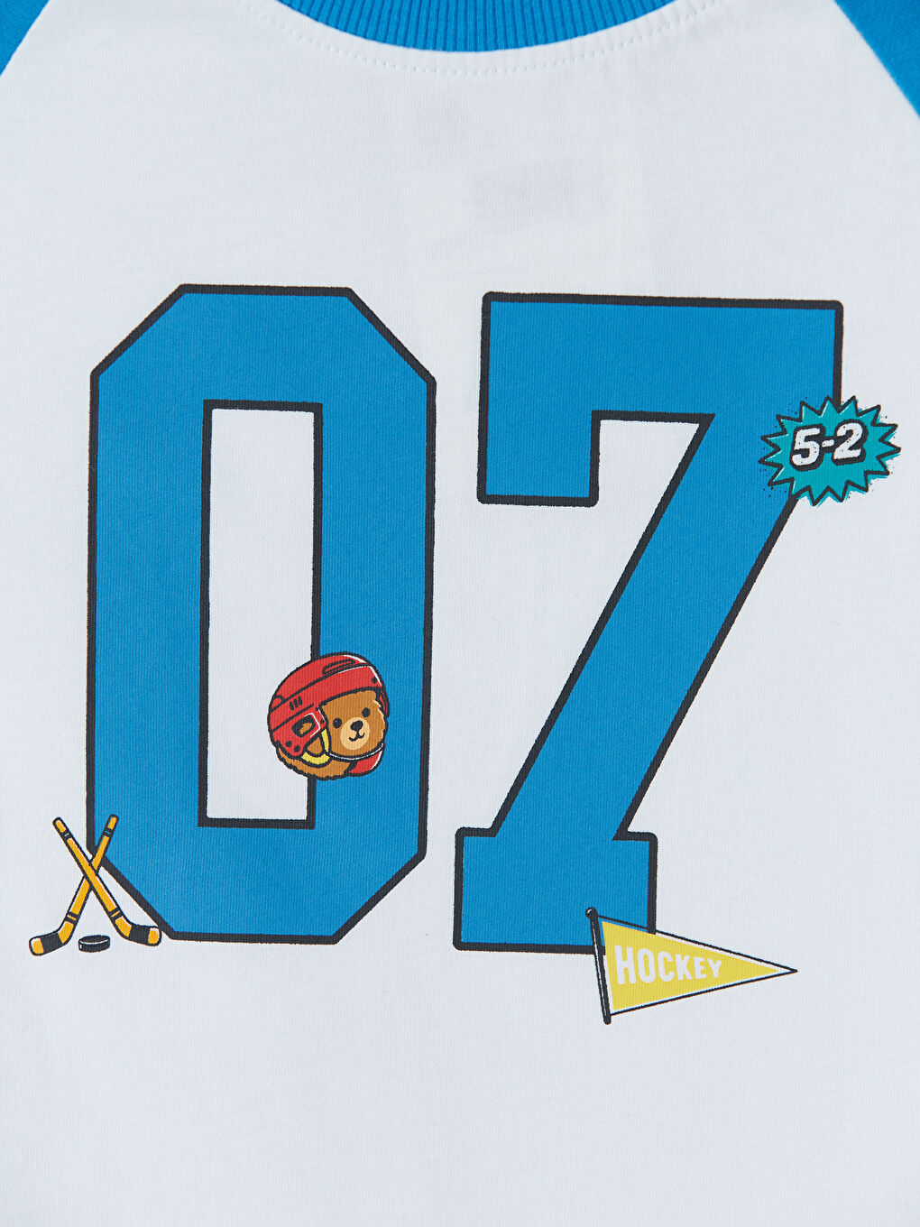 Beyaz Bisiklet Yaka Baskılı Erkek Çocuk Tişört-2