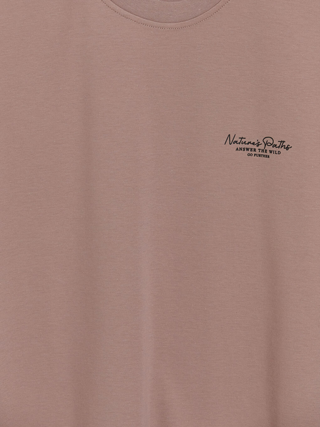 Pembe Loose Fit Bisiklet Yaka Baskılı Erkek Tişört-2