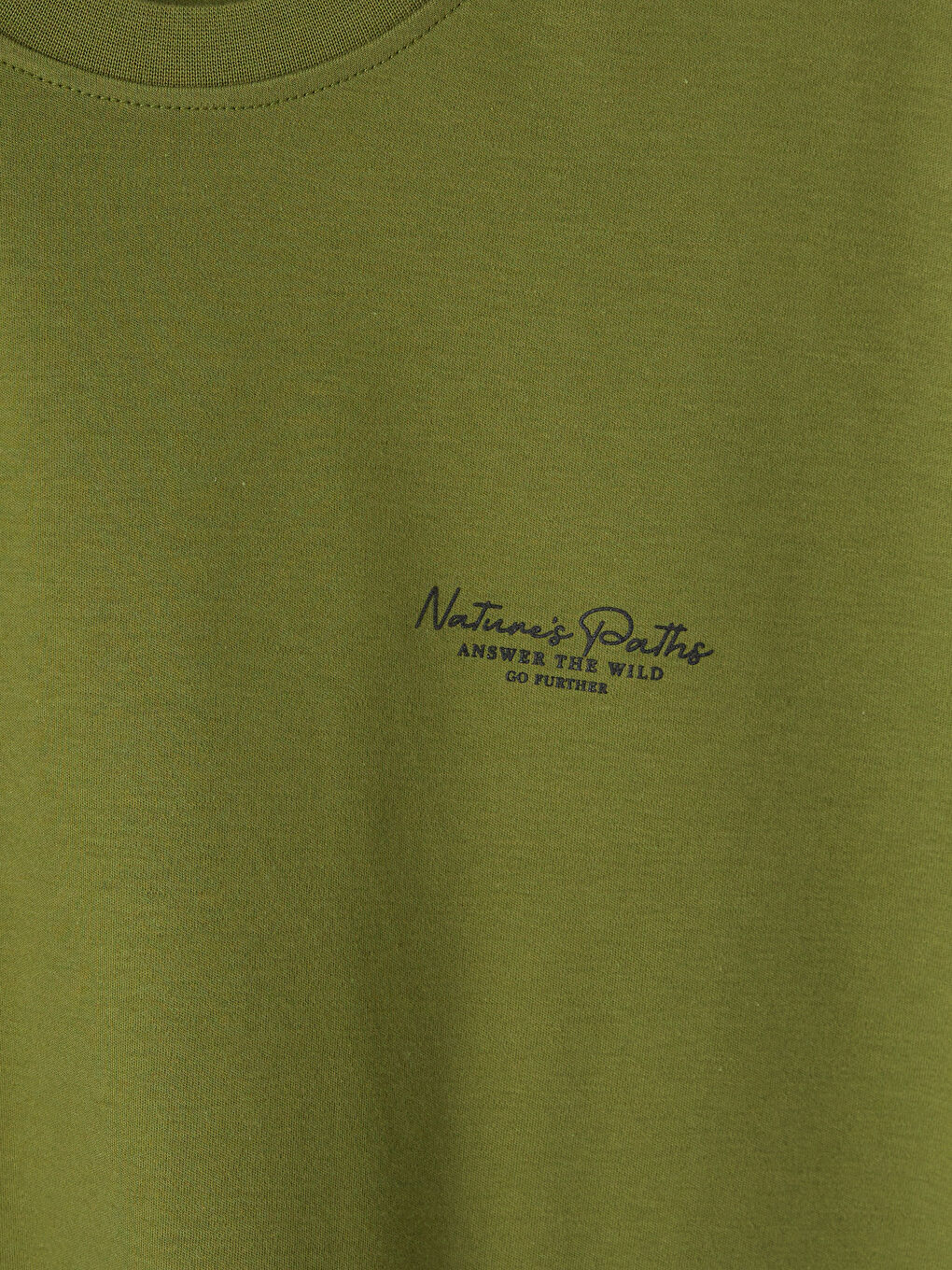 Haki Loose Fit Bisiklet Yaka Baskılı Erkek Tişört-2