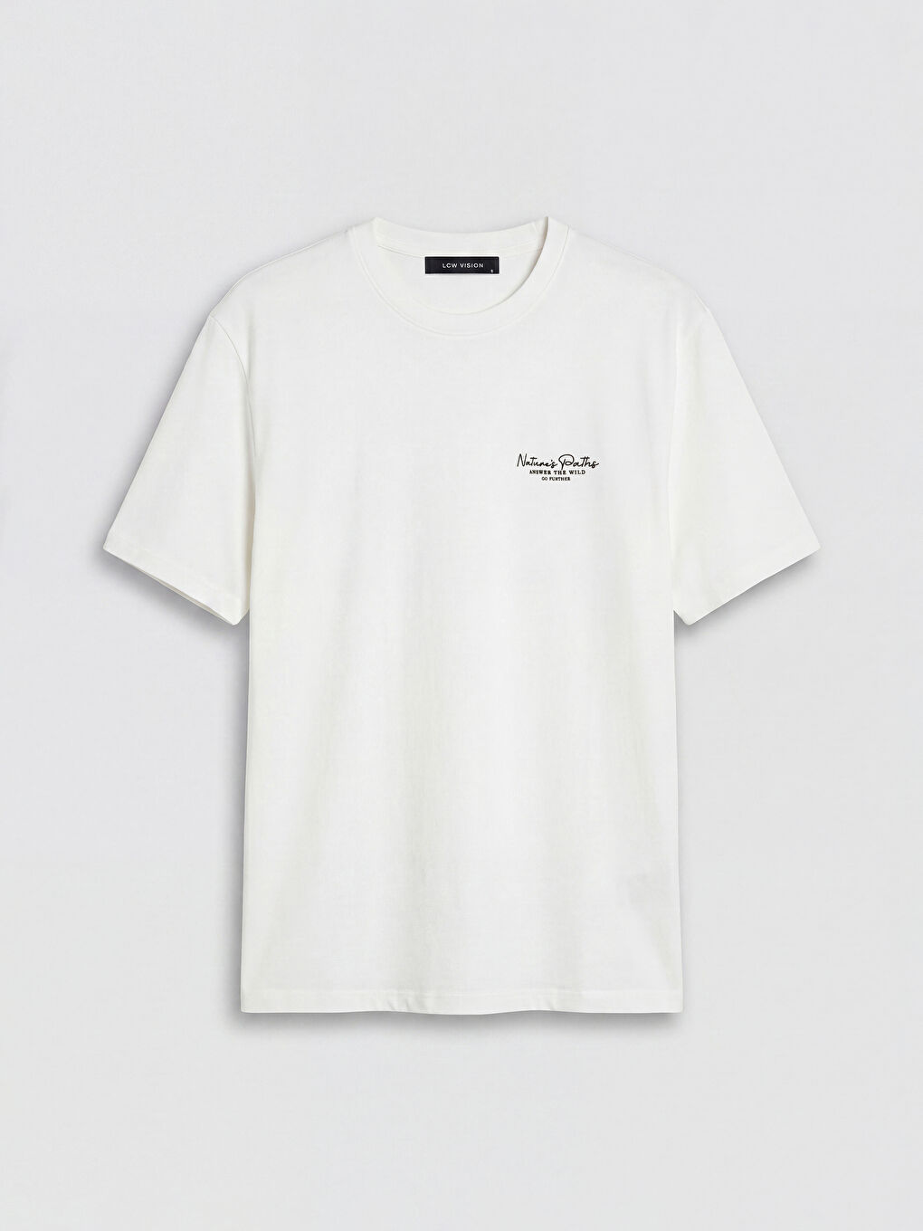 Beyaz Loose Fit Bisiklet Yaka Baskılı Erkek Tişört