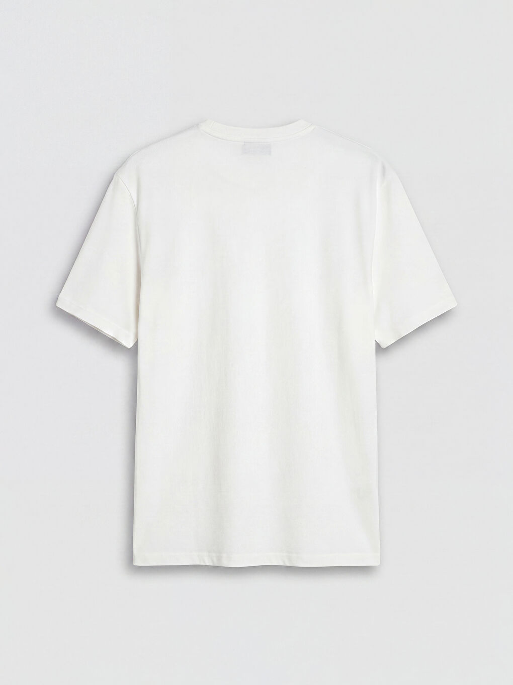 Beyaz Loose Fit Bisiklet Yaka Baskılı Erkek Tişört-1