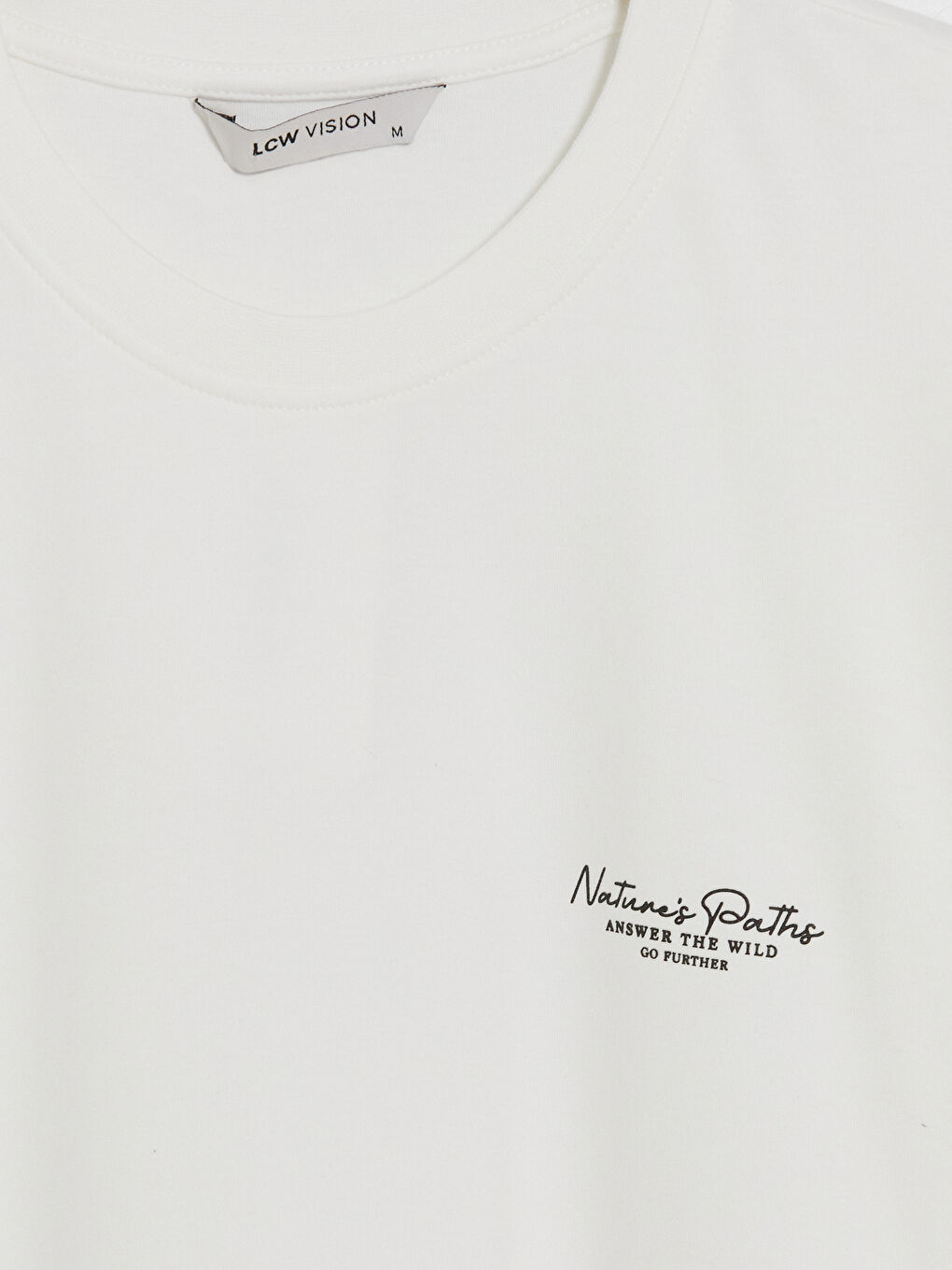 Beyaz Loose Fit Bisiklet Yaka Baskılı Erkek Tişört-2