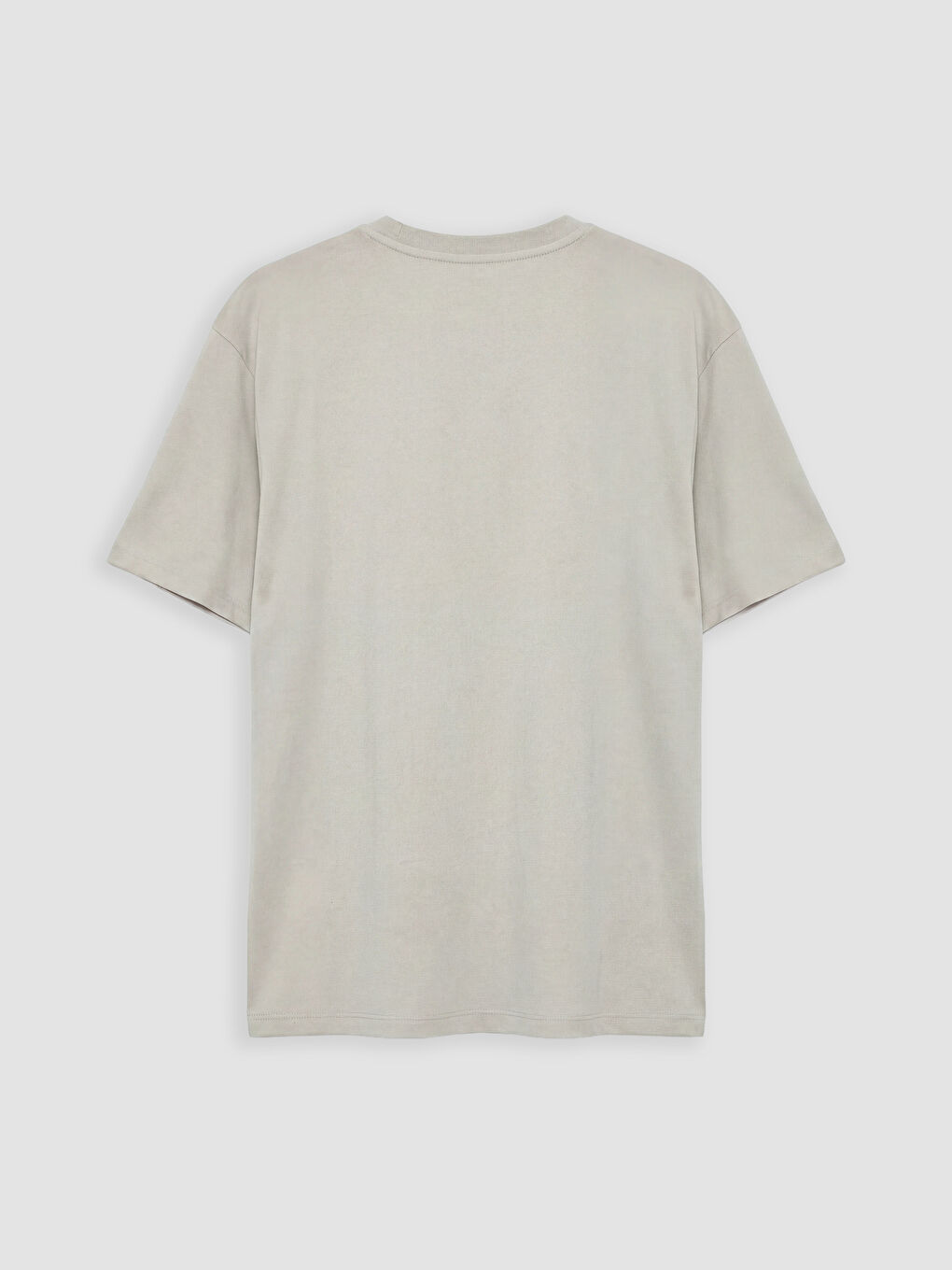 Bej Loose Fit Bisiklet Yaka Baskılı Erkek Tişört-1