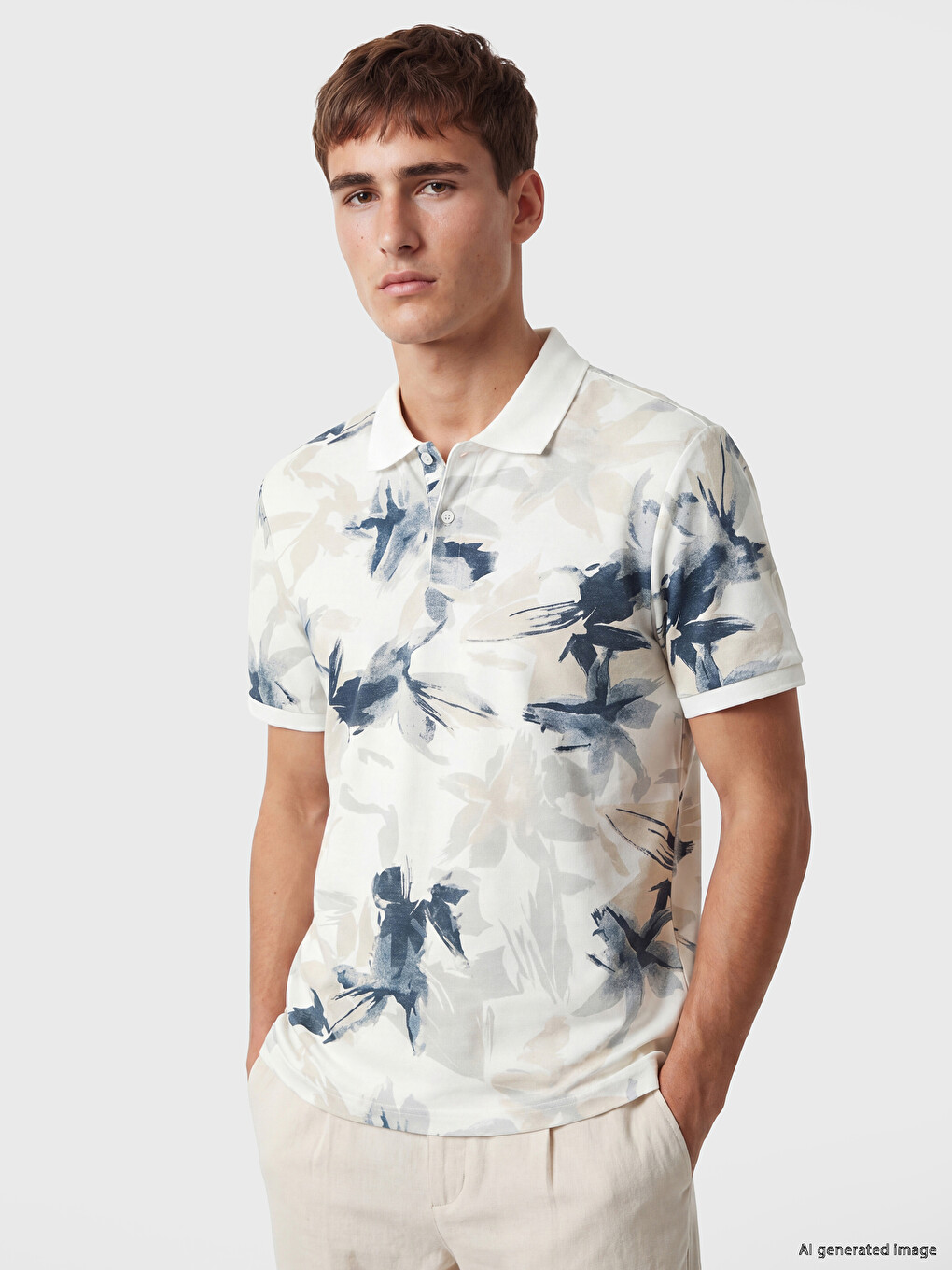 Polo Collar Patterned Pique Men's T-Shirt