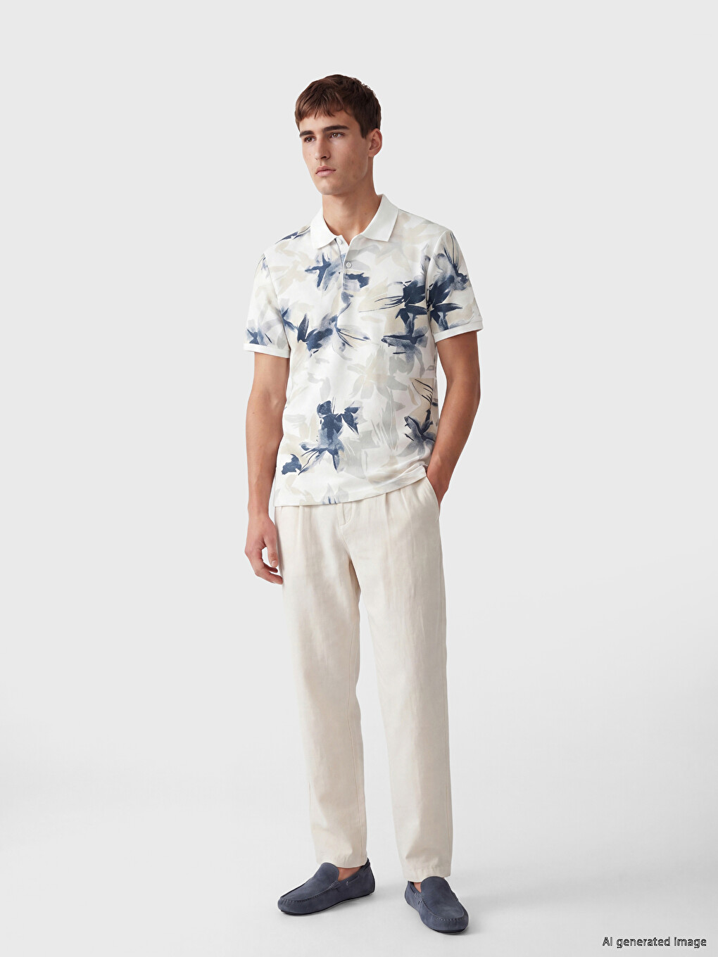 Polo Collar Patterned Pique Men's T-Shirt-1