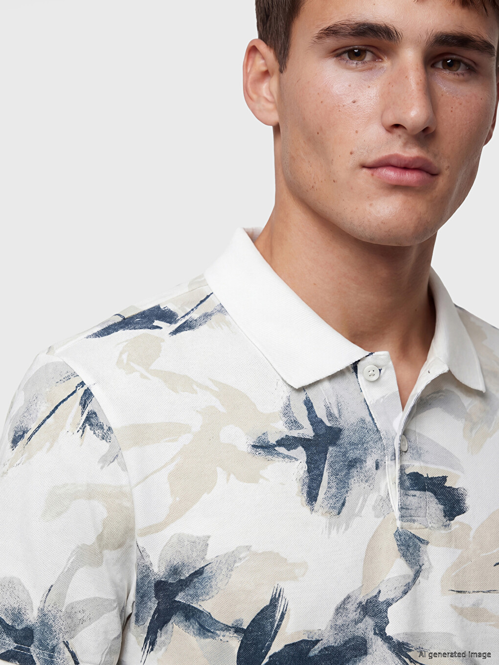 Polo Collar Patterned Pique Men's T-Shirt-2