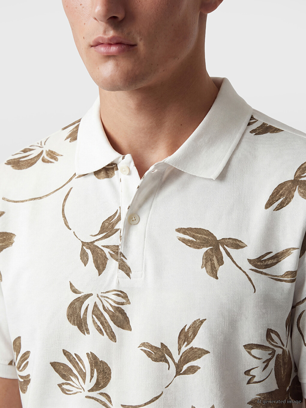 Polo Collar Patterned Men's T-Shirt-2