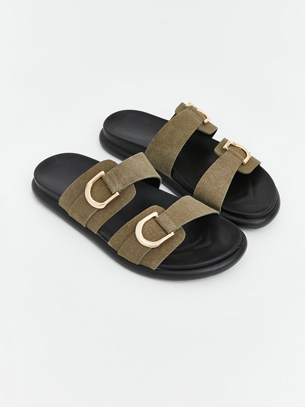 Haki Süet Görünümlü Kadın Terlik