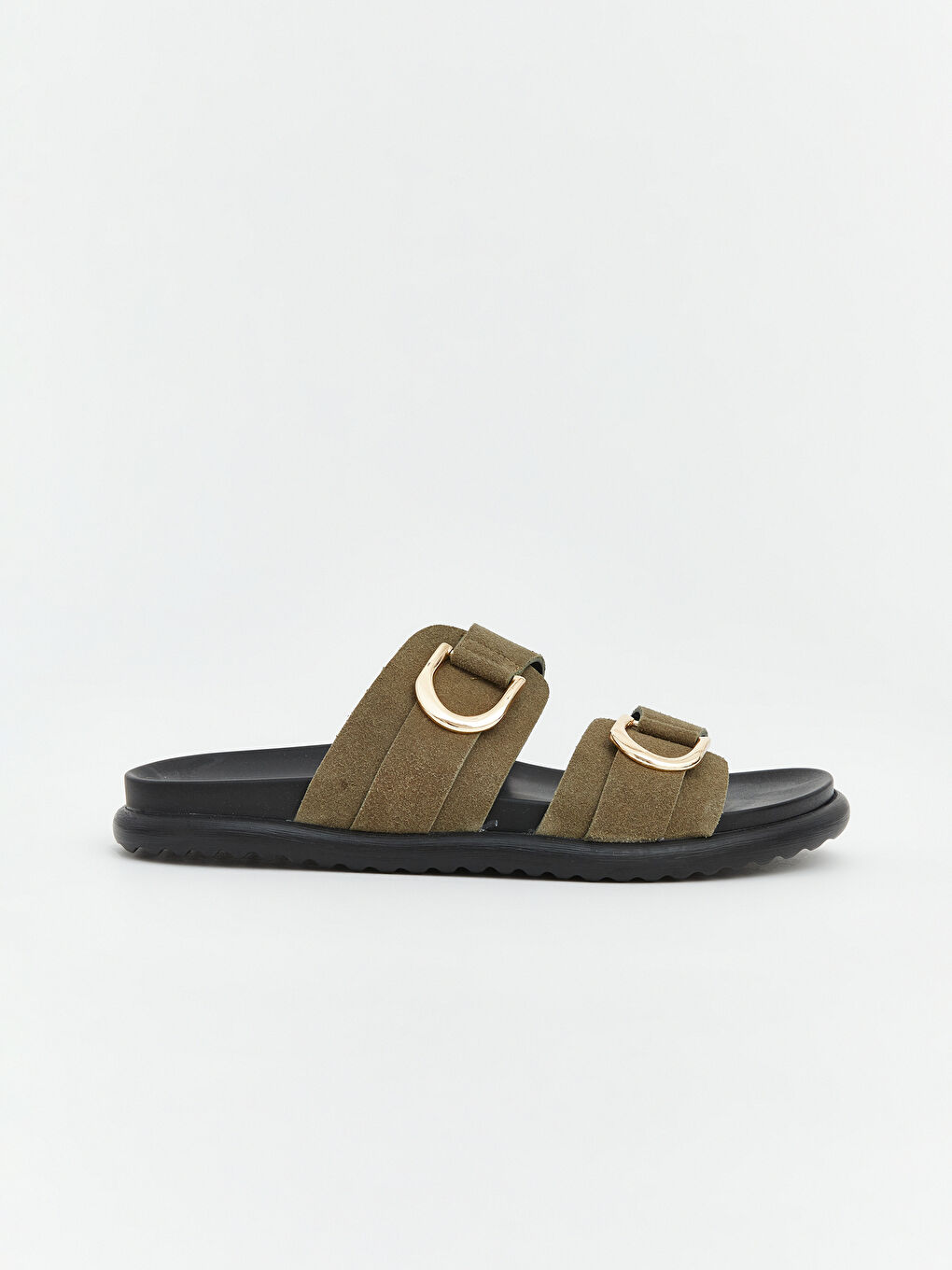 Haki Süet Görünümlü Kadın Terlik-1