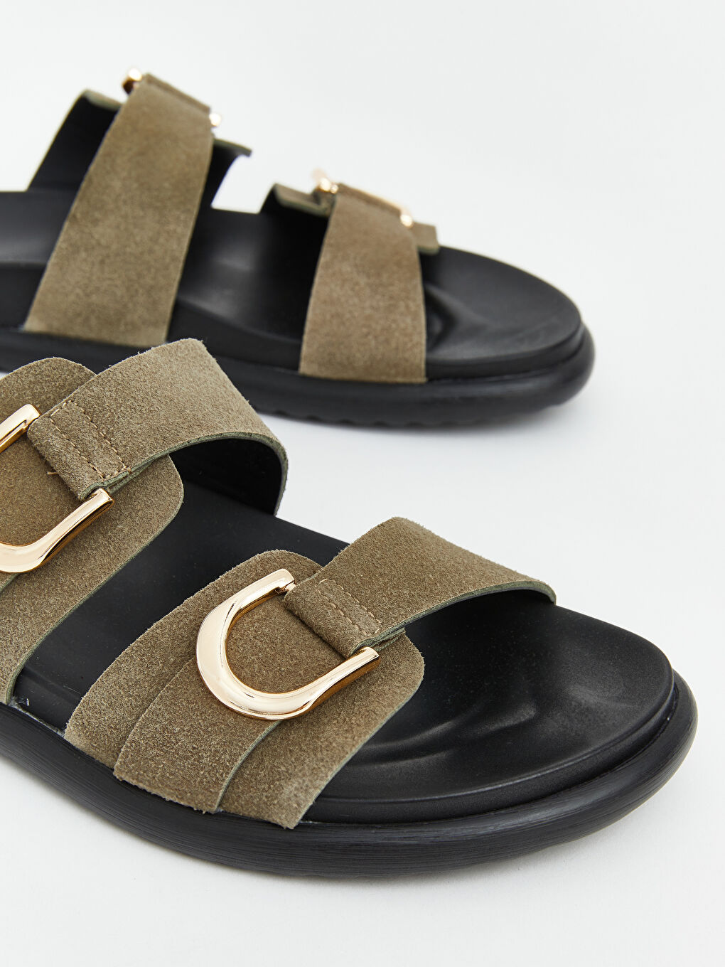 Haki Süet Görünümlü Kadın Terlik-2