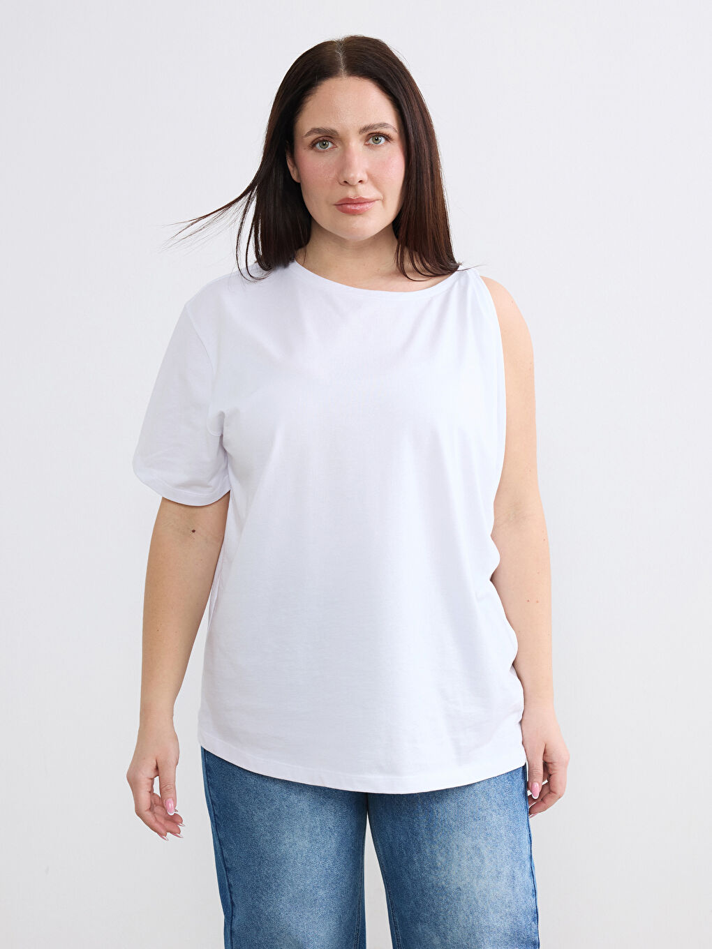 Beyaz Bisiklet Yaka Büzgülü Bluz-1