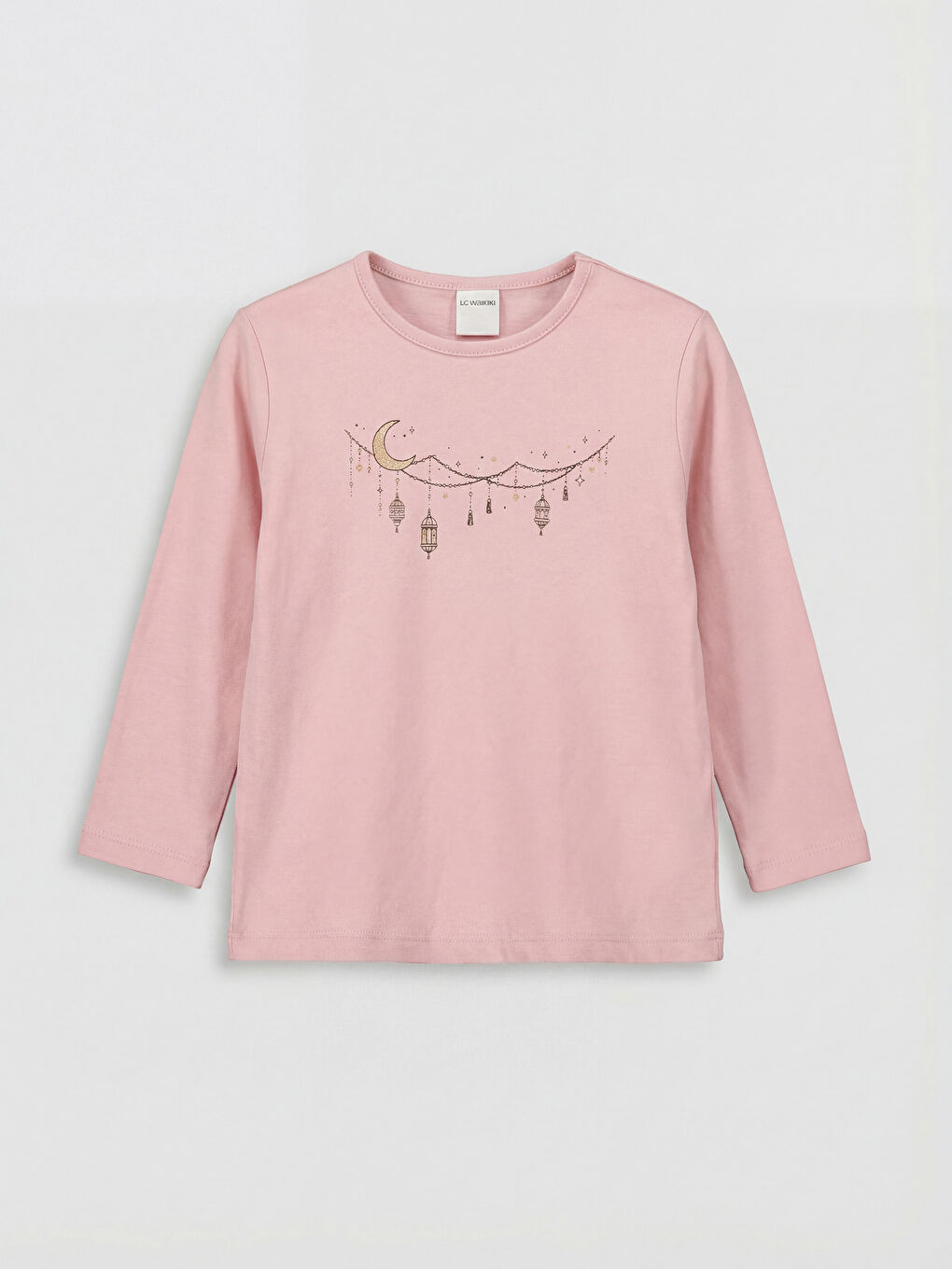 Pembe Bisiklet Yaka Kız Çocuk Baskılı Pijama Takım-1