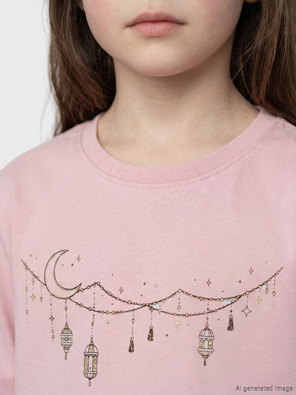 Pembe Bisiklet Yaka Kız Çocuk Baskılı Pijama Takım-2