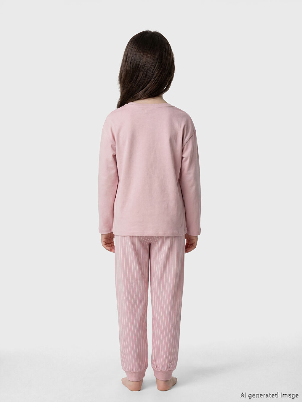 Pembe Bisiklet Yaka Kız Çocuk Baskılı Pijama Takım-3