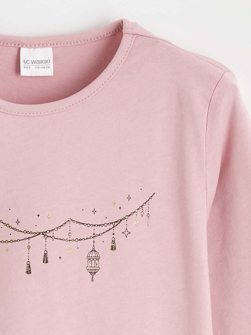 Pembe Bisiklet Yaka Kız Çocuk Baskılı Pijama Takım-6