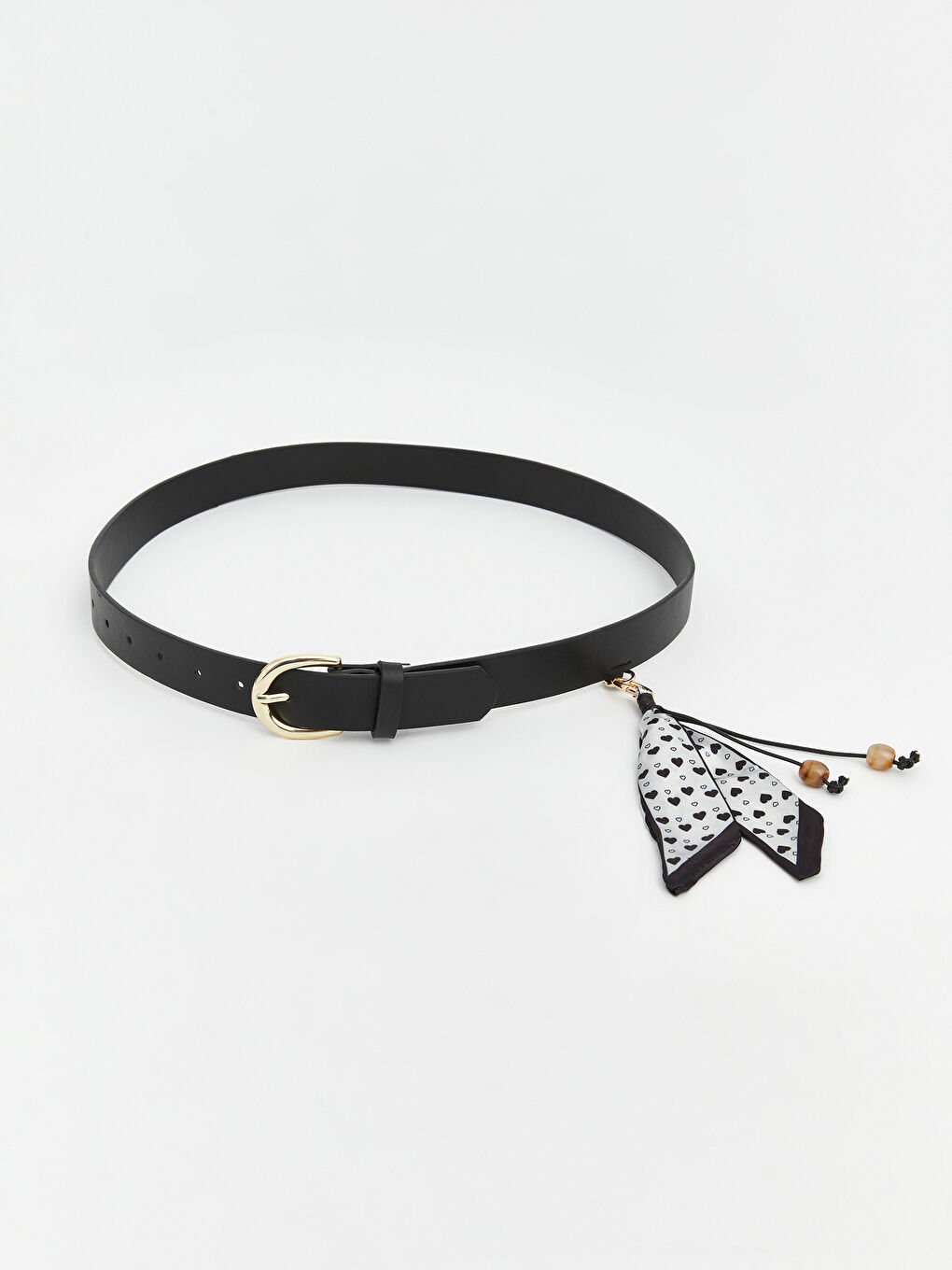 Siyah Deri Görünümlü Aksesuarlı Kadın Kemer -2