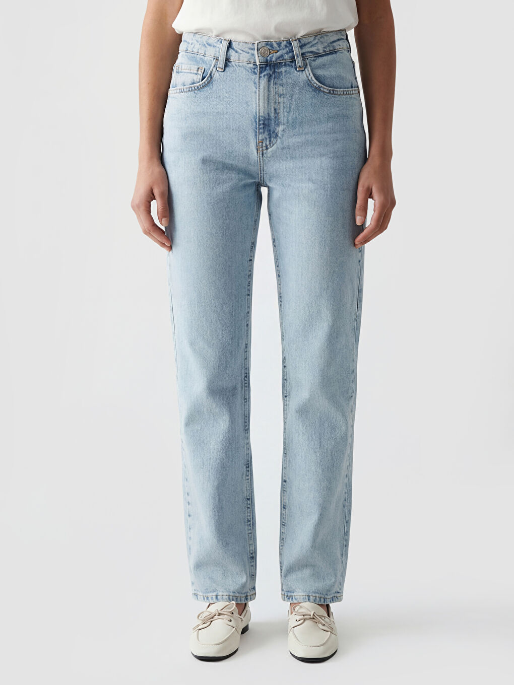 İndigo Normal Bel Straight Fit Kadın Jean Pantolon-1