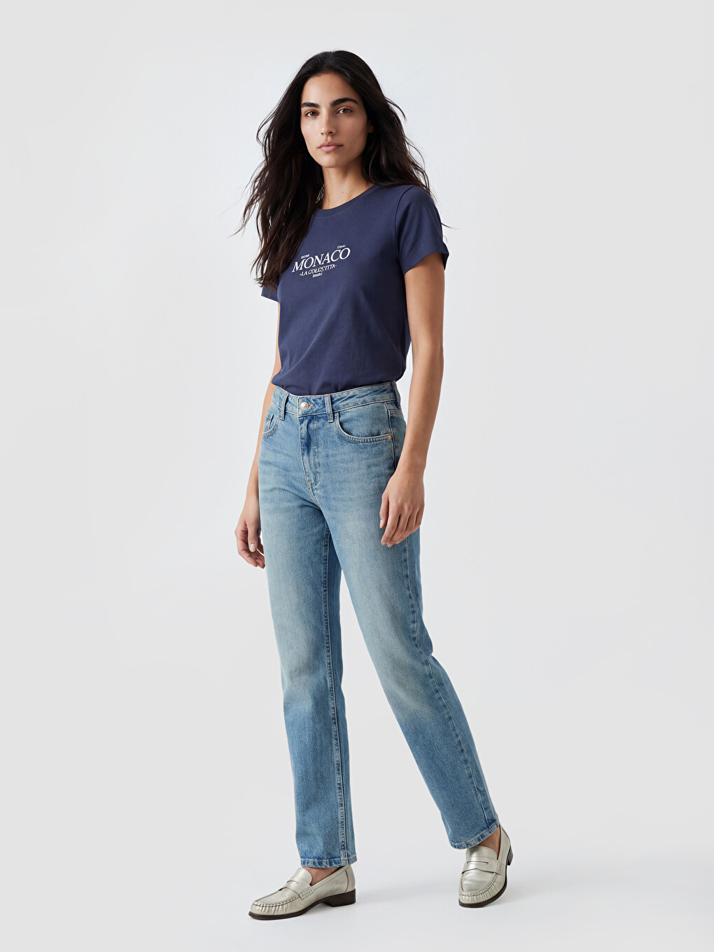 İndigo Straight Fit Kadın Jean Pantolon